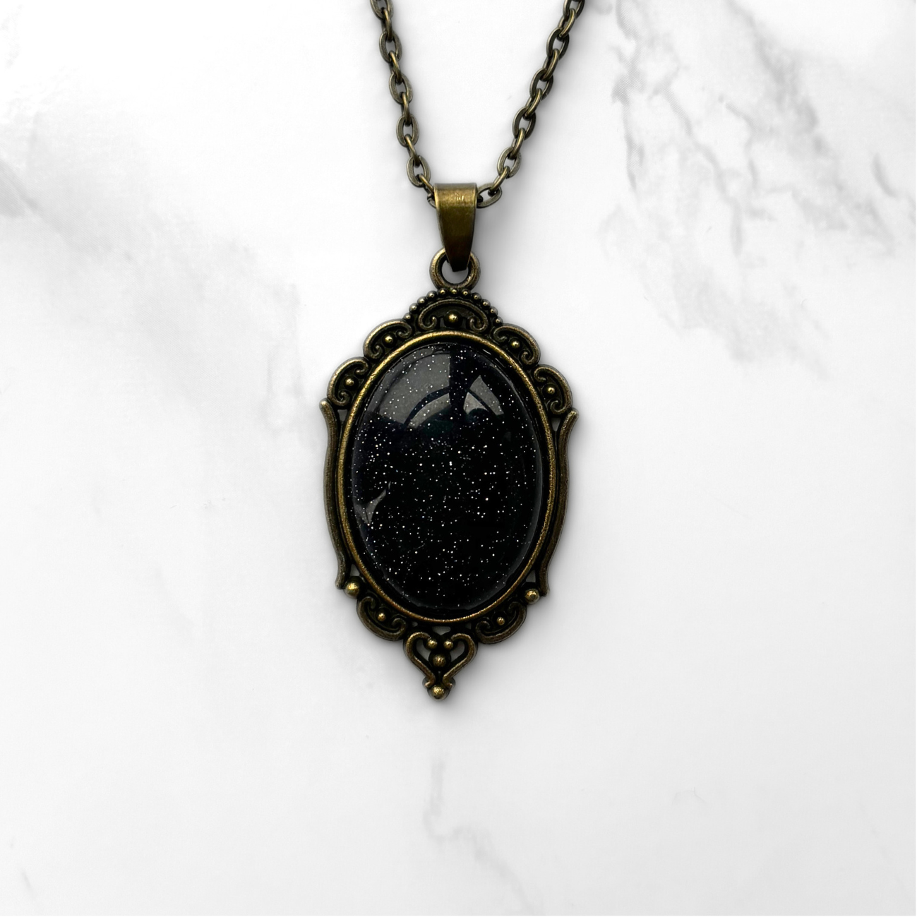 Blue Goldstone Pendant Necklace