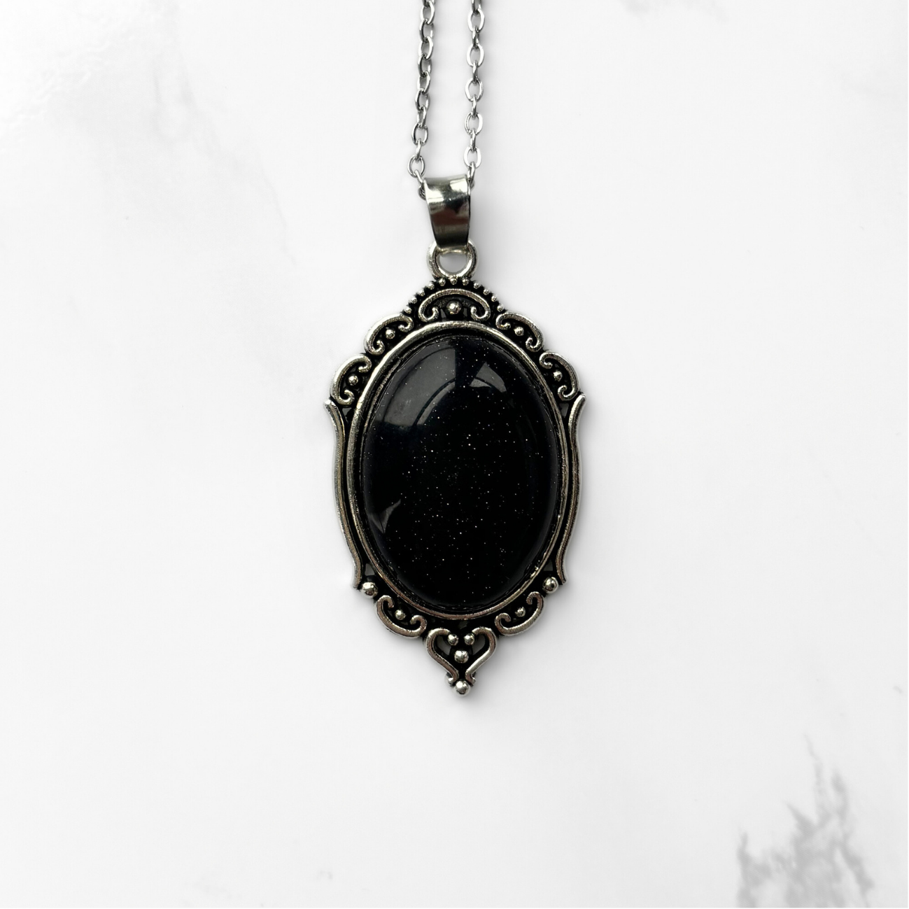 Blue Goldstone Pendant Necklace