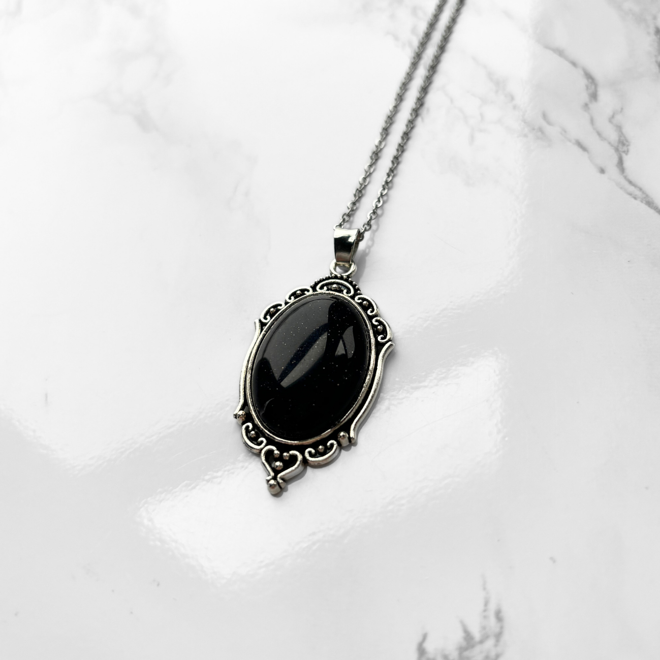 Blue Goldstone Pendant Necklace