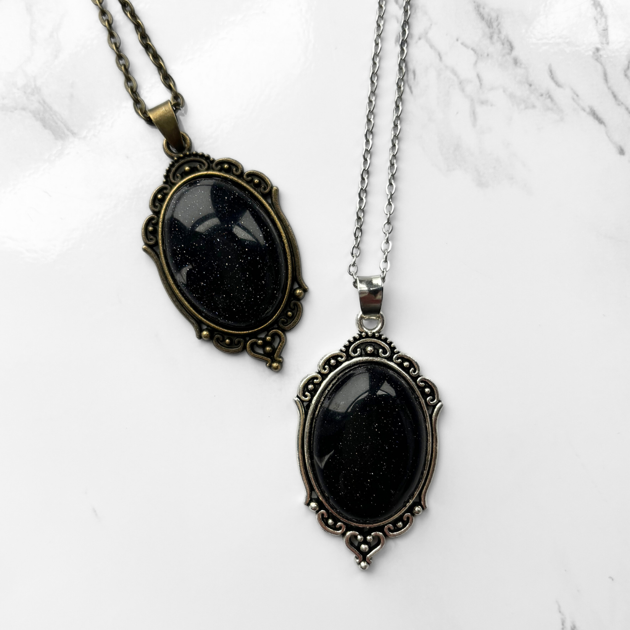 Blue Goldstone Pendant Necklace