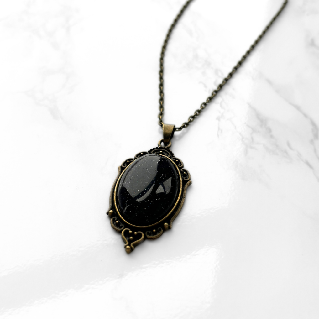 Blue Goldstone Pendant Necklace