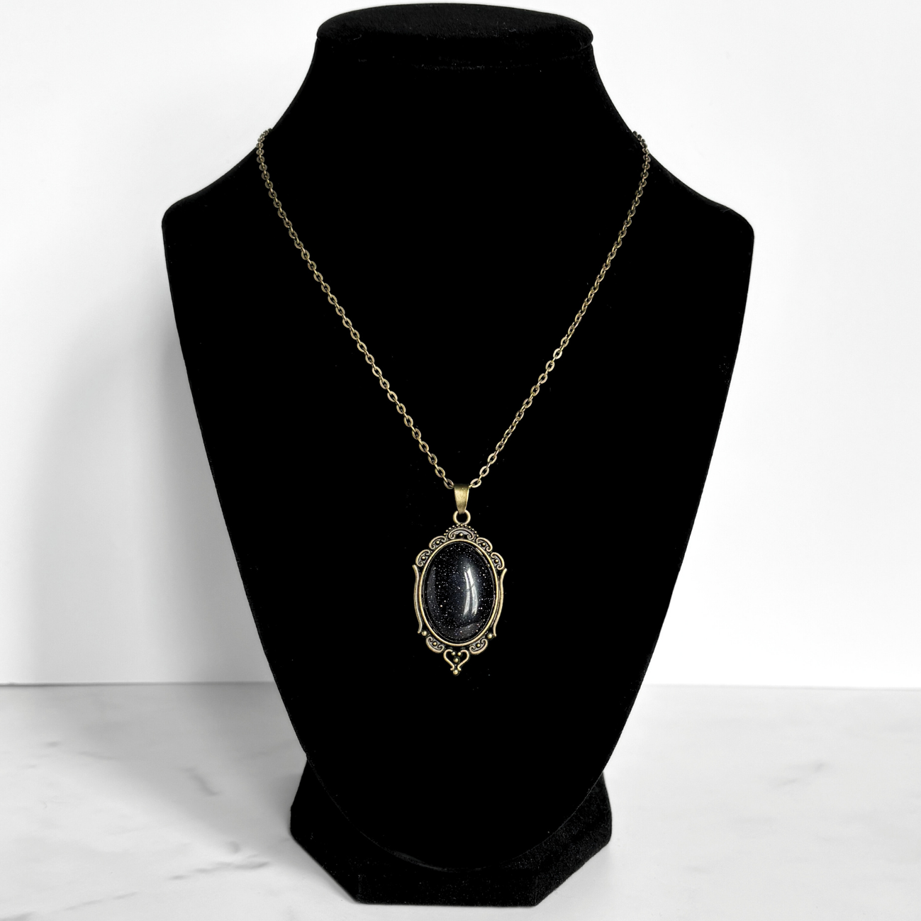 Blue Goldstone Pendant Necklace
