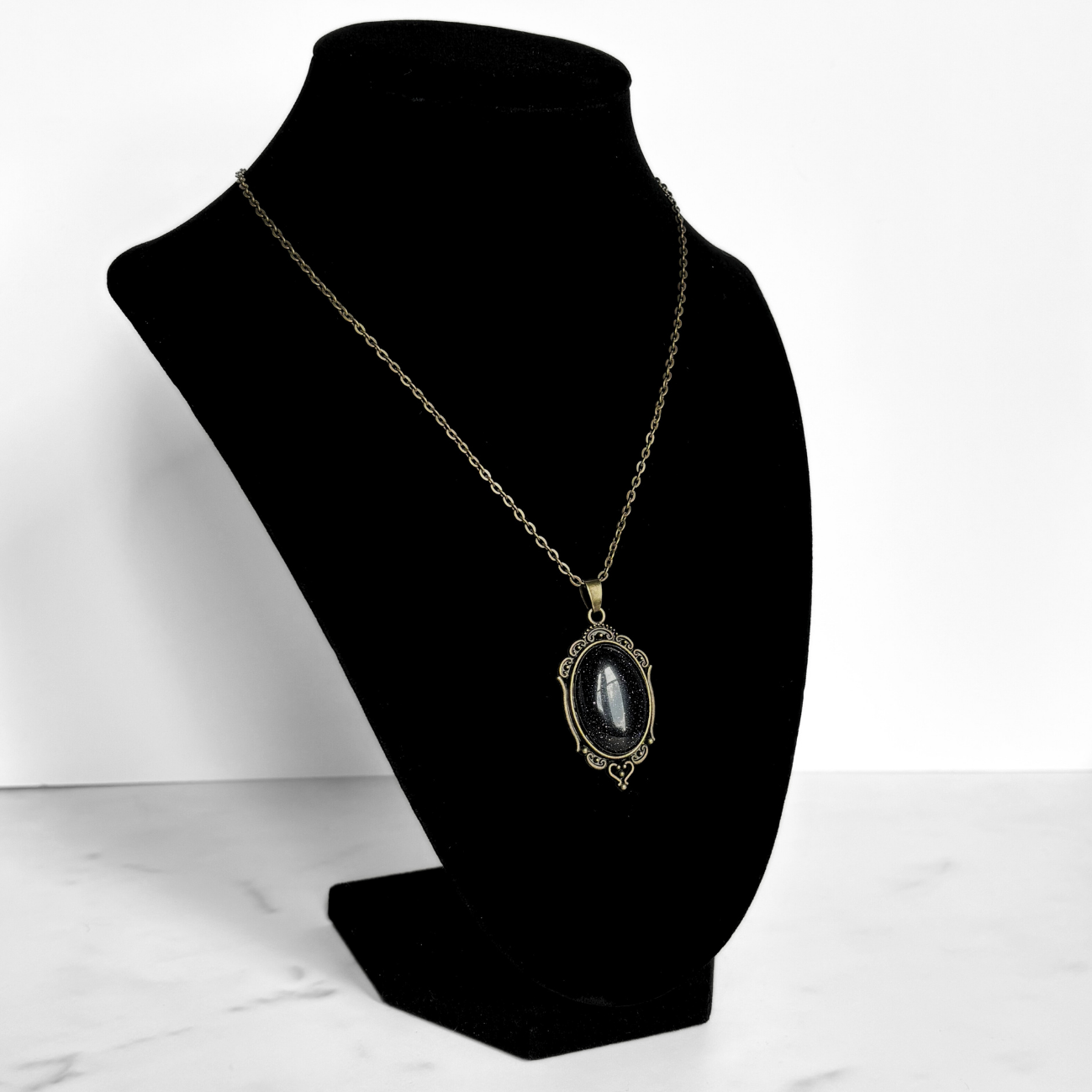 Blue Goldstone Pendant Necklace